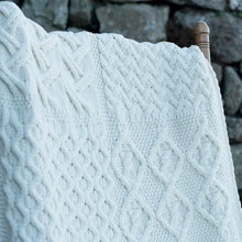 Load image into Gallery viewer, Aran Woollen Mills	SuperSoft Merino Knit Patch Cot Throw B659373 detail tarairishclothing.com
