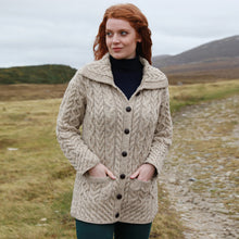 Load image into Gallery viewer, Carraig Donn Ladies Oatmeal Aran Buttoned Cardigan B664 TaraIrishClothing.com
