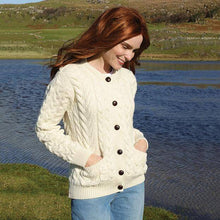 Load image into Gallery viewer, Carraig Donn Ladies Merino Lumber Jacket White Lifestyle TaraIrishClothing.com
