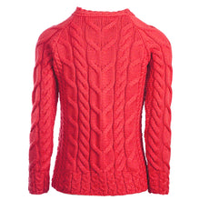 Load image into Gallery viewer, Aran Woollen Mills Ladies Supersoft Merino Multi Cabled Raglan Sweater B951660 back tarairishclothing.com
