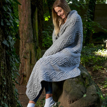 Load image into Gallery viewer, Grey Picnic Aran Throw Tara Irish Clothing
