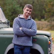 Load image into Gallery viewer, Denim Marl Heavyweight Traditional Aran Sweater for Men Tara Irish Clothing
