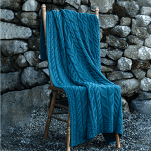 Load image into Gallery viewer, Irish Merino Wool Blanket Teal Color Tara
