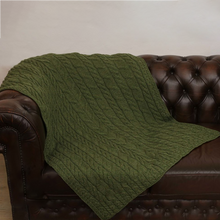 Load image into Gallery viewer, Irish Merino Wool Blanket Green Color Tara
