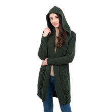 Load image into Gallery viewer, Ladies Hooded Honeycomb Cable Aran Coat

