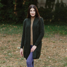 Load image into Gallery viewer, Ladies Hooded Honeycomb Cable Aran Coat
