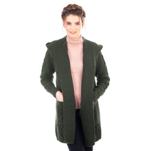 Load image into Gallery viewer, SAOL Beautiful Stone Color Hooded Cable Coat ML116 Army Green TaraIrishClothing.com
