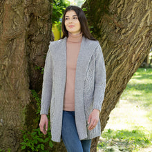 Load image into Gallery viewer, SAOL Beautiful Stone Color Hooded Cable Coat ML116 Grey TaraIrishClothing.com
