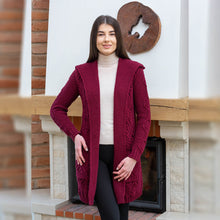 Load image into Gallery viewer, Ladies Hooded Honeycomb Cable Aran Coat
