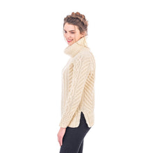 Load image into Gallery viewer, SAOL Traditional Ladies Aran Sweater White ML117-100 Side tarairishclothing.com
