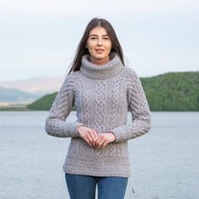 Load image into Gallery viewer, SAOL Traditional Ladies Aran Sweater Grey ML117-103 tarairishclothing.com
