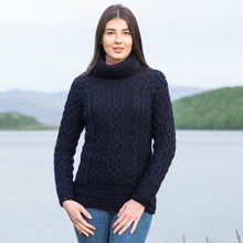 Load image into Gallery viewer, SAOL Traditional Ladies Aran Sweater Blue ML117-104 tarairishclothing.com
