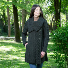 Load image into Gallery viewer, SAOL Ladies Merino Wool A-Line Cardigan Green lifestyle ML120 TaraIrishClothing.com
