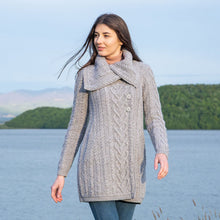 Load image into Gallery viewer, SAOL Ladies Merino Wool A-Line Cardigan Grey lifestyle ML120 TaraIrishClothing.com
