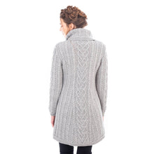 Load image into Gallery viewer, SAOL Ladies Merino Wool A-Line Cardigan Grey Back ML120 TaraIrishClothing.com
