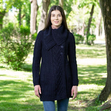 Load image into Gallery viewer, SAOL Ladies Merino Wool A-Line Cardigan Blue ML120 TaraIrishClothing.com
