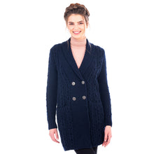 Load image into Gallery viewer, SAOL County Mayo Ladies Knitted Cardigan Blue ML131 TaraIrishClothing.com

