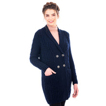 Load image into Gallery viewer, SAOL County Mayo Ladies Knitted Cardigan Blue ML131 TaraIrishClothing.com
