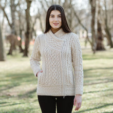 Load image into Gallery viewer, Front Ladies Parsnip Irish Aran Jacket ML136-109 Tara Irish Clothing
