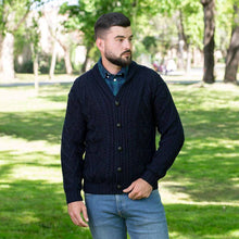 Load image into Gallery viewer, Mens Shawl Neck Merino Wool Aran Cardigan

