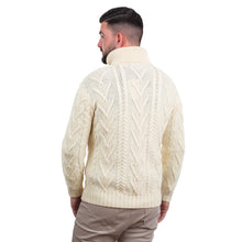 Load image into Gallery viewer, Half Zip Aran Sweater Natural TaraIrishClothing.com
