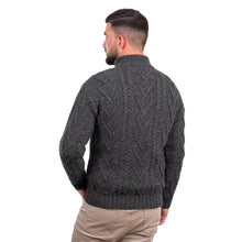 Load image into Gallery viewer, Half Zip Aran Sweater Charcoal TaraIrishClothing.com
