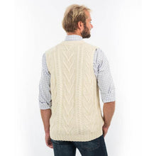 Load image into Gallery viewer, SAOL Men&#39;s V-Neck Irish Knit Vest White Reverse MM207 TaraIrishClothing.com
