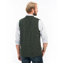Load image into Gallery viewer, SAOL IMen&#39;s V-Neck Irish Knit Vest Army Green Reverse MM207 TaraIrishClothing.com
