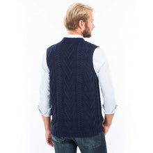 Load image into Gallery viewer, SAOL Men&#39;s V-Neck Irish Knit Vest Blue Reverse MM207 TaraIrishClothing.com
