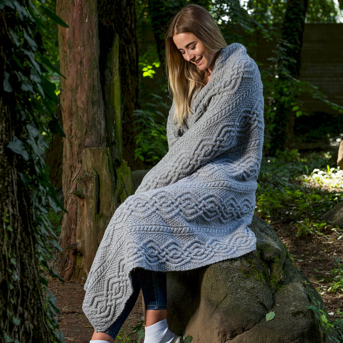 SAOL Irish Wool Blanket grey MT100 TaraIrishClothing.com