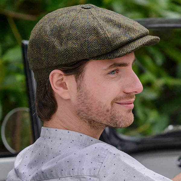 Green Herringbone Traditional Newboy Cap, XX-Large Green Herringbone Traditional Newboy Cap, XX-Large