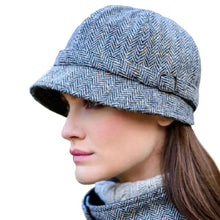 Load image into Gallery viewer, Irish Tweed Grey Herringbone Flapper Hat
