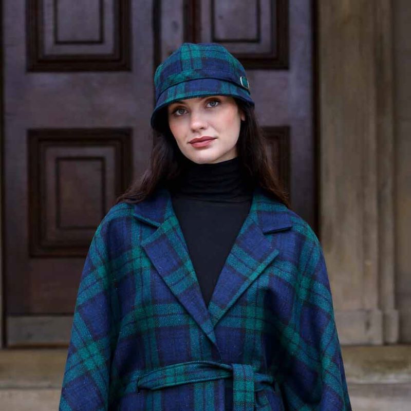 Irish Tweed Flapper Hat in Blue Plaid | Tara Irish Clothing  display picture 2