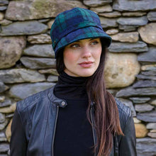 Load image into Gallery viewer, Irish Tweed Flapper Hat in Blue Plaid
