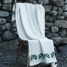 Load image into Gallery viewer, Merino Wool Irish Shamrock Blanket Full View
