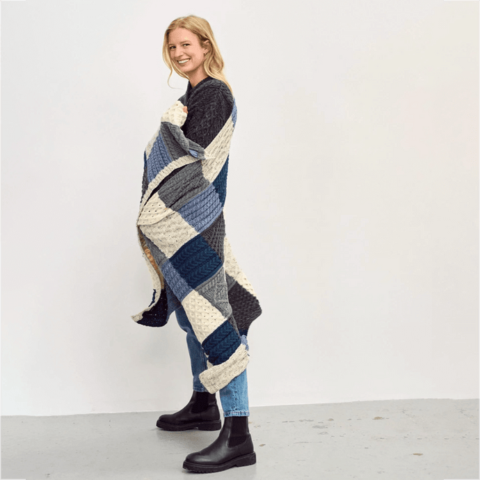 Merino Aran Patchwork Throw Lifestyle Tara Irish