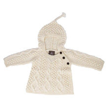 Load image into Gallery viewer, Merino Wool Baby Aran Sweater with Hood FUll View Tara Irish Clothing
