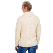 Load image into Gallery viewer, SAOL Men&#39;s Shawl Kerryman White Sweater SA209 TaraIrishClothing.com
