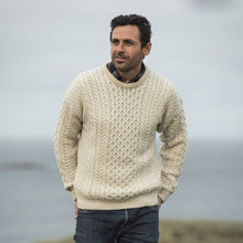 Load image into Gallery viewer, White Heavyweight Traditional Aran Sweater for Men Tara Irish Clothing
