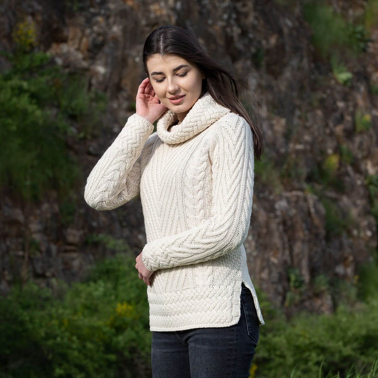 Ladies Irish Aran Turtleneck Sweater Tara Irish Clothing