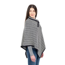 Load image into Gallery viewer, AWL318 Ladies Herringbone Irish Poncho Navy Tara Irish Clothing
