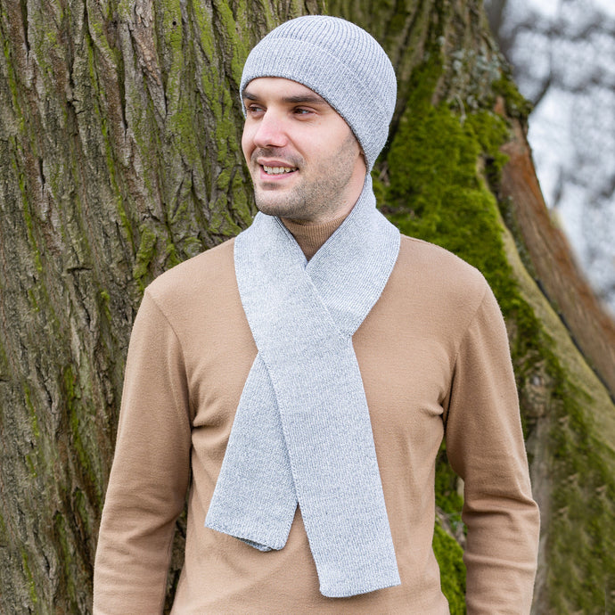 SAOL Irish Men's Donegal Grey Wool Scarf TaraIrishClothing.com