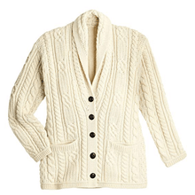 Load image into Gallery viewer, Carraig Donn Irish Aran Button Cardigan White B838 TaraIrishClothing.com
