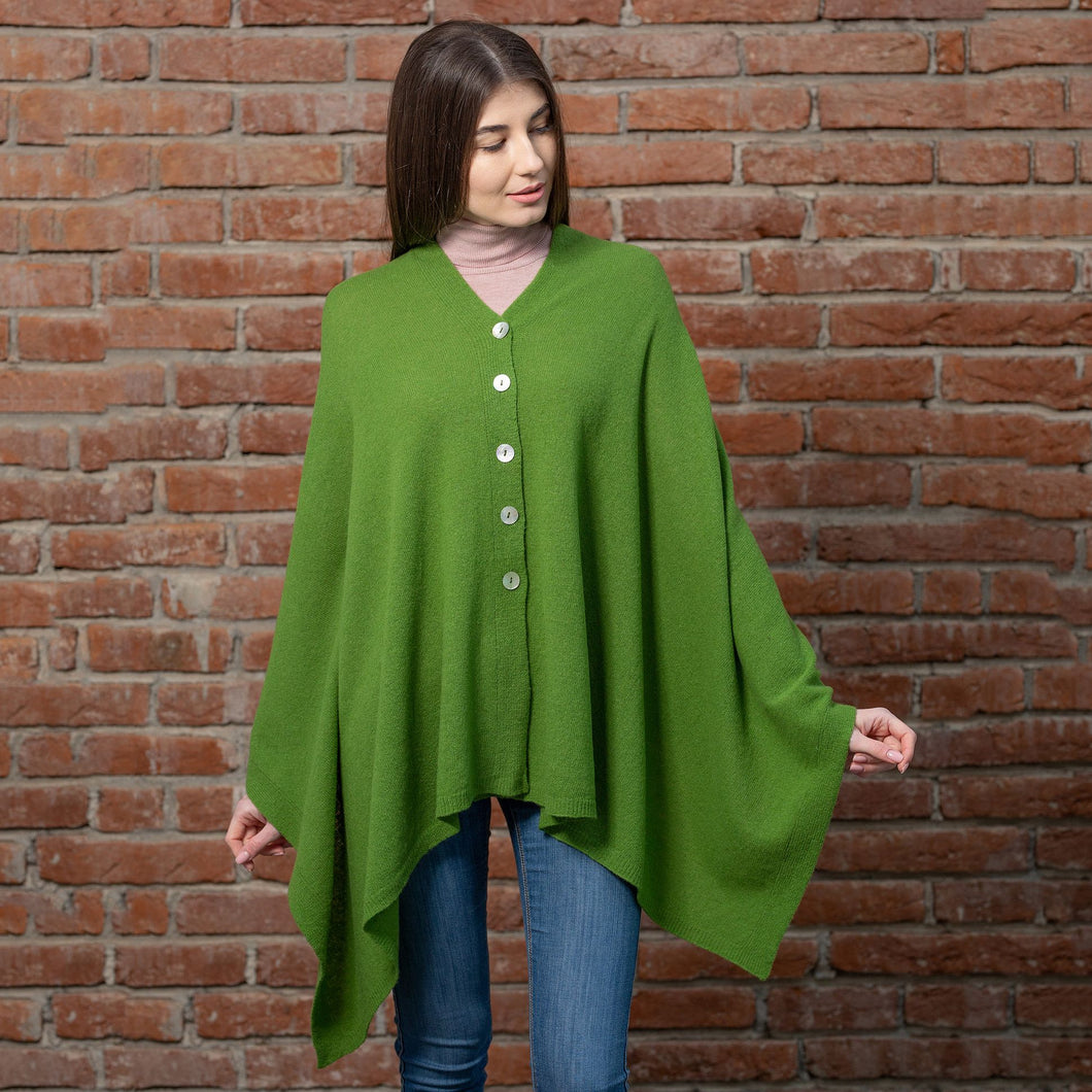 Green Lambswool Button Shawl Tara Irish Clothing