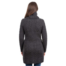Load image into Gallery viewer, Merino Double Collar Aran Cardigan with Zipper for Ladies
