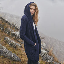 Load image into Gallery viewer, ML116 Ladies Hooded Honeycomb Cable Aran Coat Tara Irish Clothing
