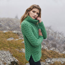Load image into Gallery viewer, Traditional Ladies Funnel Neck Aran Sweater
