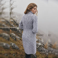 Load image into Gallery viewer, Long Ladies Irish Wool Aran Jacket Grey ML126 Tara
