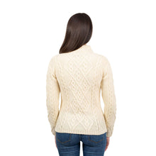 Load image into Gallery viewer, ML905 Women&#39;s Wool Cable Knit Aran Sweater White Tara Irish Clothing
