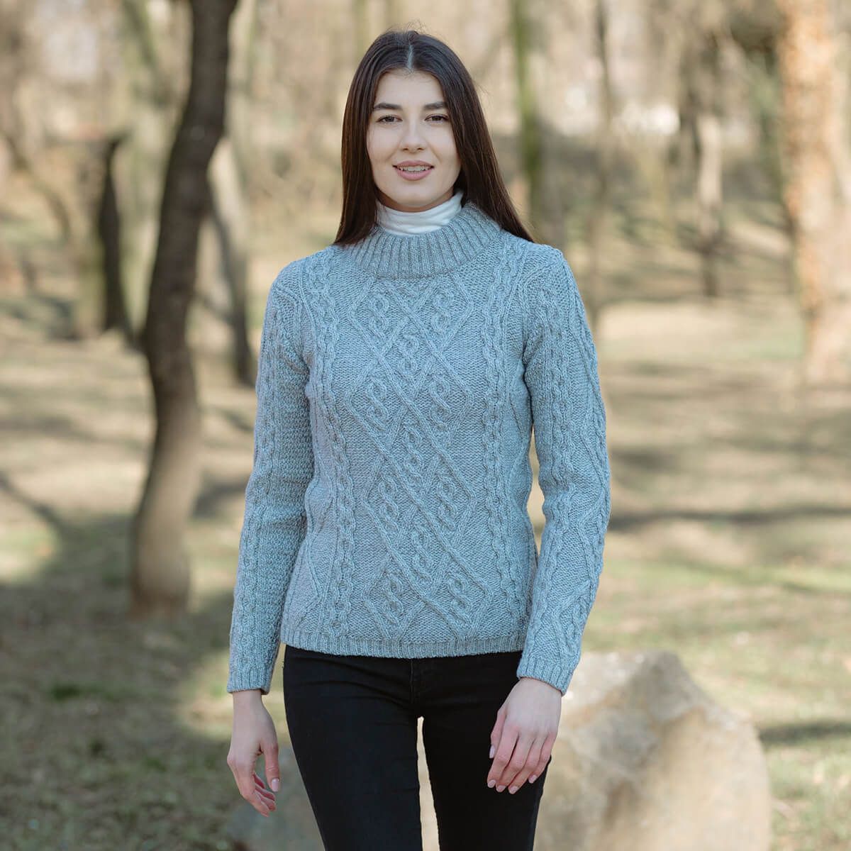 Women's Wool Cable Knit Aran Sweater